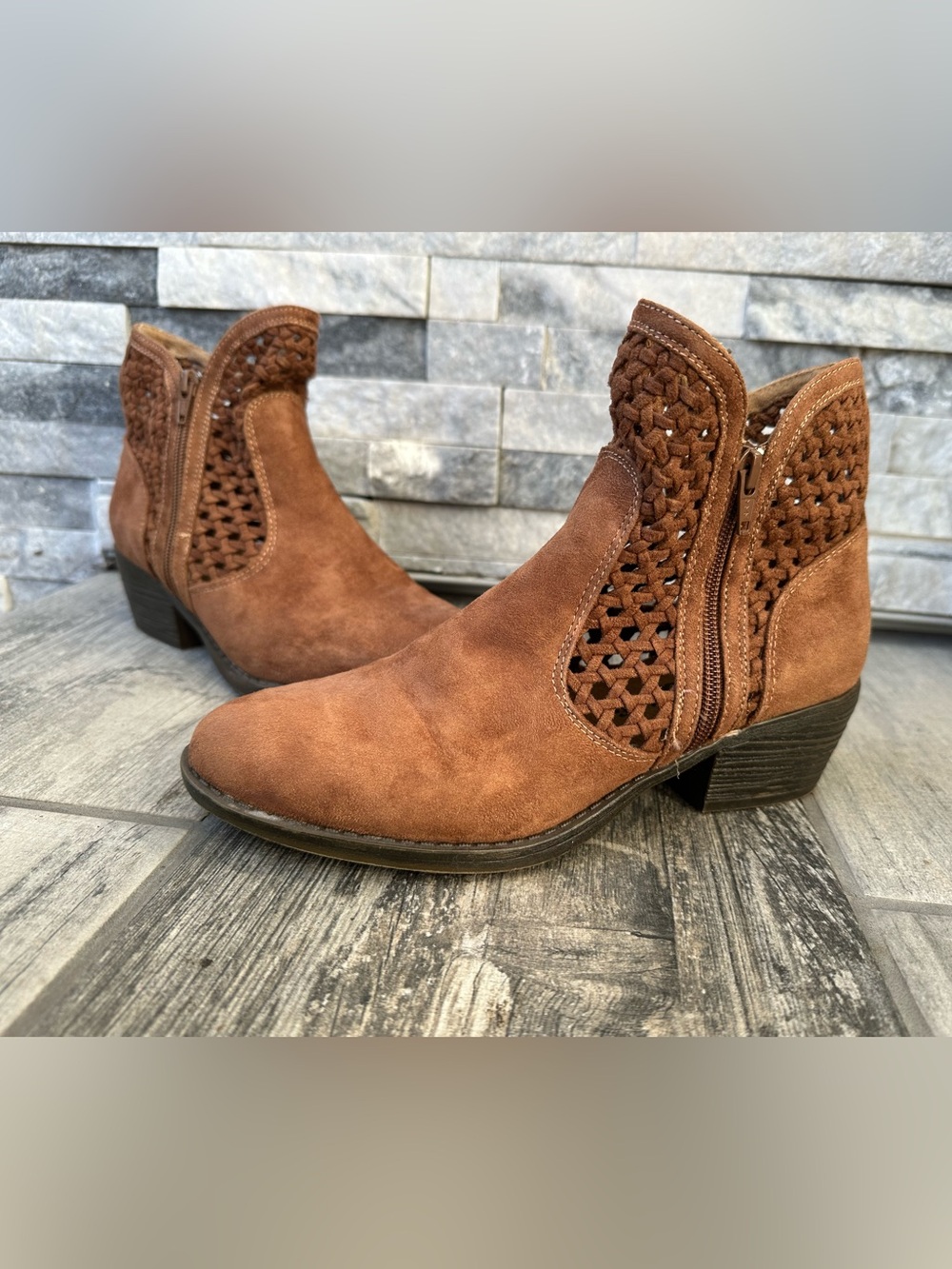Mudd Cutout Boho Ankle Boots I’m Brown Size 8.5